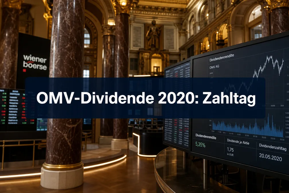 OMV-Dividende 2020: Zahltag 1 Professional () hero image with (≤42 chars): 'OMV-Dividende 2020: Zahltag' in crisp white on a deep navy semi-transparent