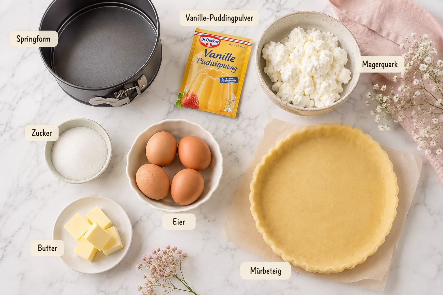 Wie macht man Käsekuchen mit Puddingpulver? Das Grundrezept